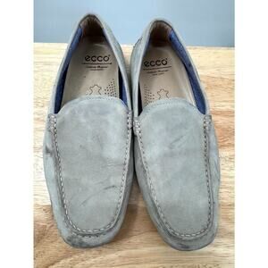 ECCO Summer 581204-55915 Mens 41 Loafer Light Gray Leather Moc Toe Slip-On Shoes
